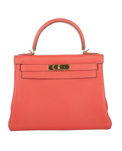 Kelly 28 Clemence Leather in Rose Jaipur, front view